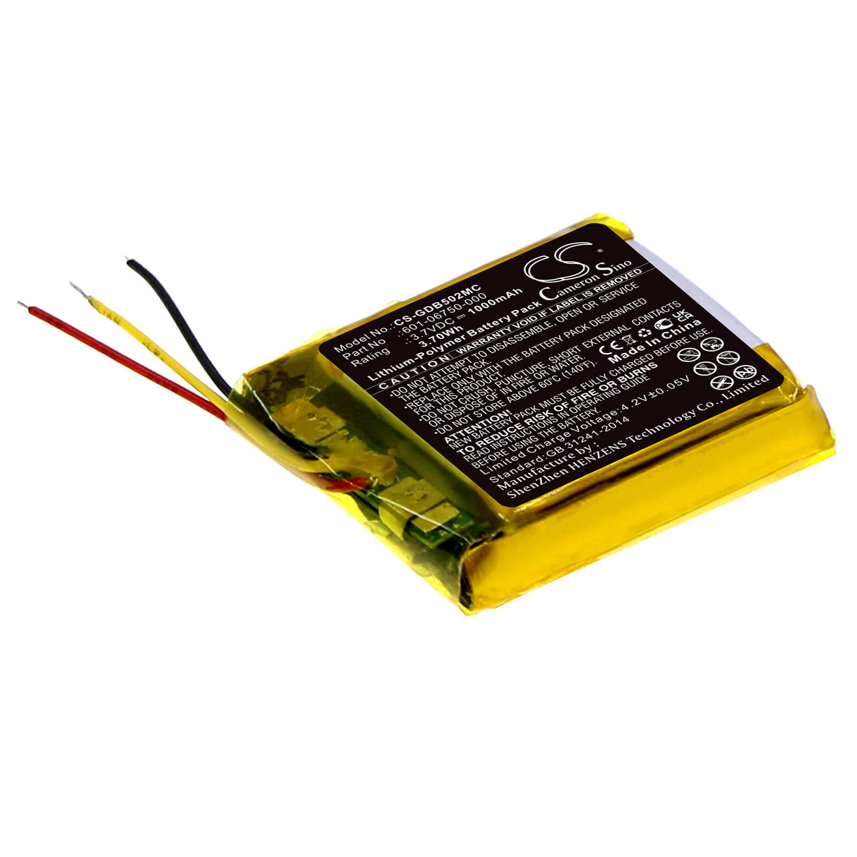 3.7V, Li-Polymer, 800mAh, Camera battery fits Gopro, 601-06750-000, Chdhs-101, Chdhs-501, 2.96Wh Camera Cameron Sino Technology Limited (Camera)