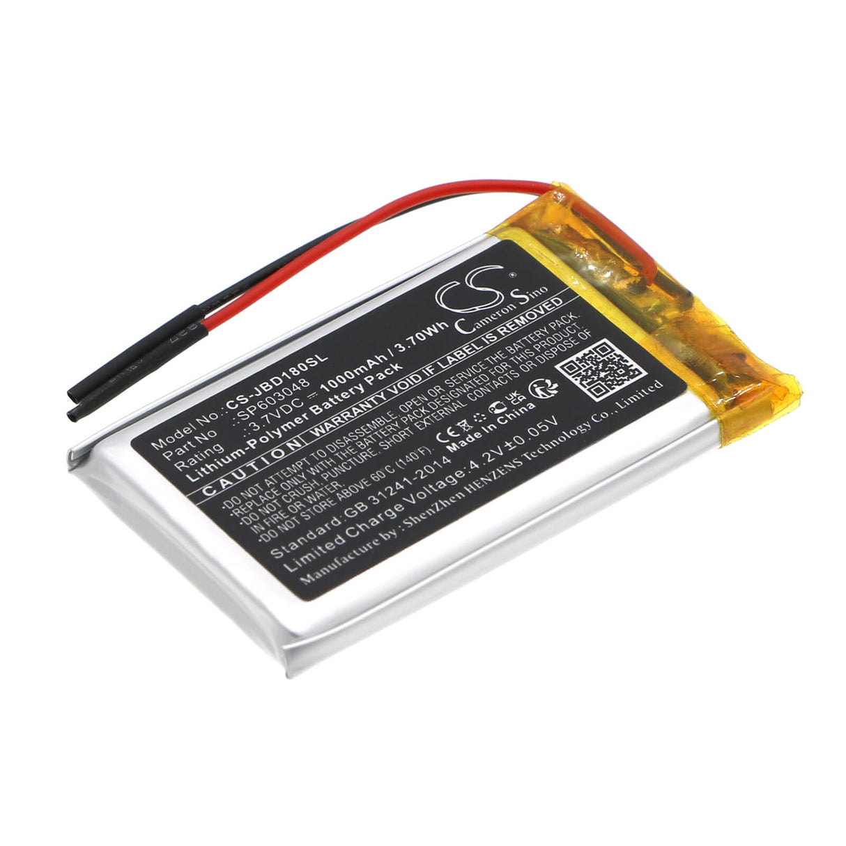 3.7V, Li-Polymer, 1000mAh, Batterie de haut-parleur compatible avec Jbl, Sd-18, Sd-21, 3.70Wh Haut-parleur Cameron Sino Technology Limited