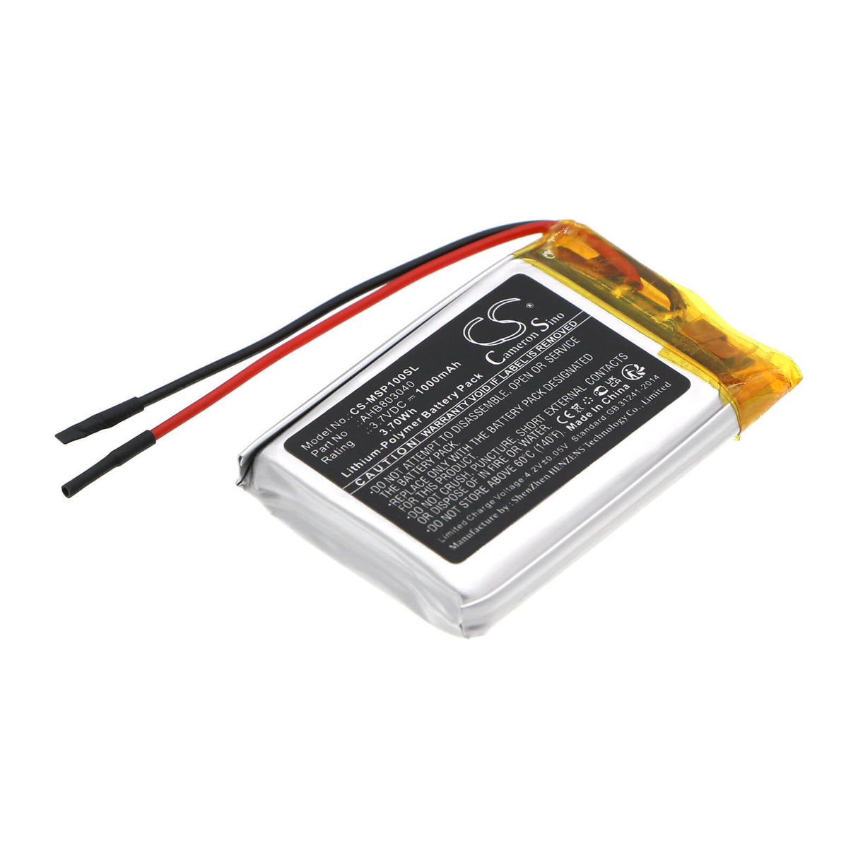 3,7V, Li-Polymer, 1000mAh, Batterie de haut-parleur compatible avec Monster, Mnpuck, Puck, 3,70Wh Haut-parleur Cameron Sino Technology Limited