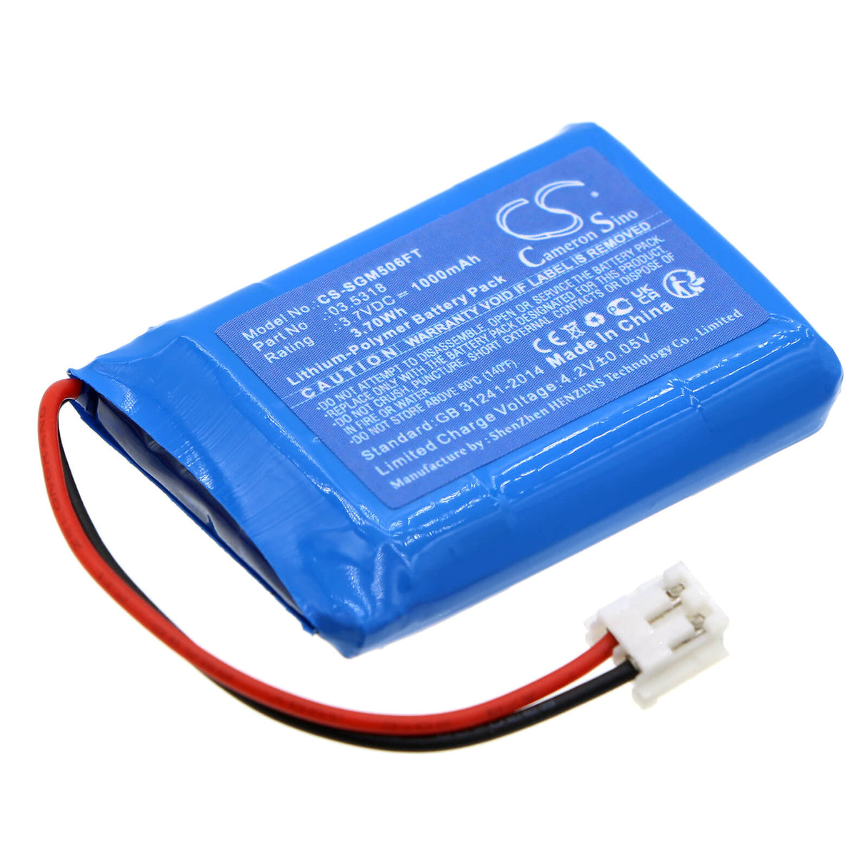 3,7V, Li-Polymère, 1000mAh, Batterie de lampe de poche compatible avec Scangrip, 3.5318, 3.506, Miniform Cob Led, 3,70Wh Lampe de poche Cameron Sino Technology Limited