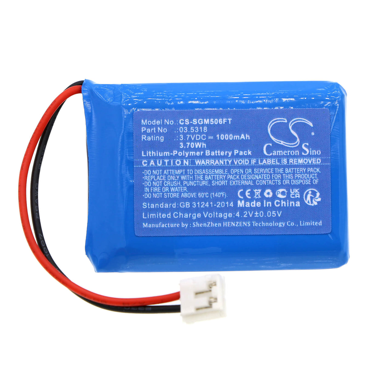 3,7V, Li-Polymère, 1000mAh, Batterie de lampe de poche compatible avec Scangrip, 3.5318, 3.506, Miniform Cob Led, 3,70Wh Lampe de poche Cameron Sino Technology Limited