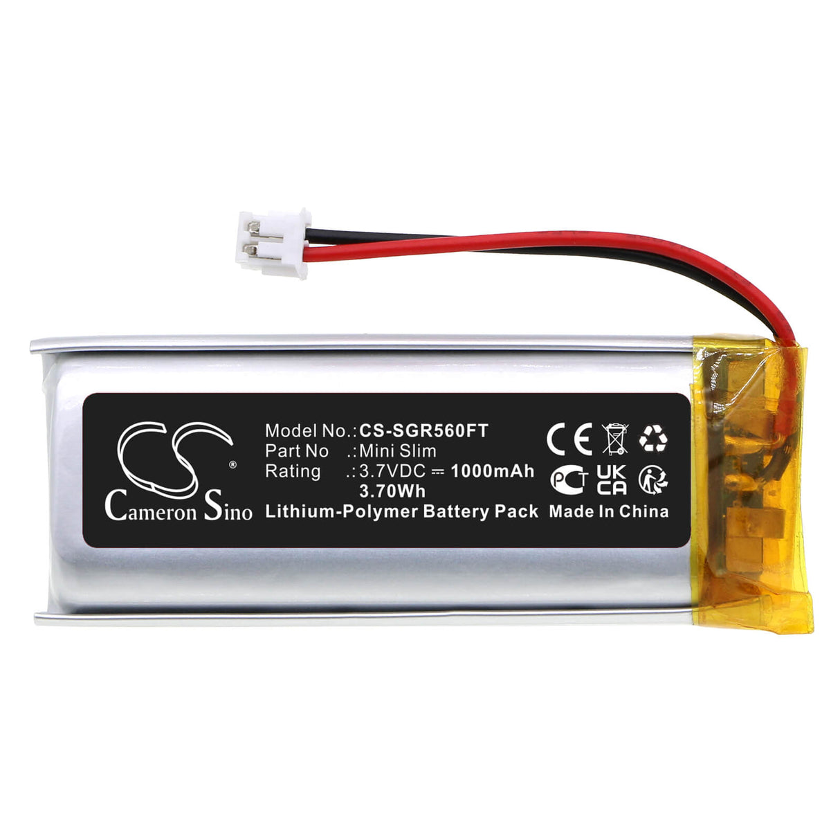 3,7V, Li-Polymer, 1000mAh, batterie de lampe de poche compatible avec Scangrip, 3.5387, 3.561, Mini Slim, 3.70Wh Lampe de poche Cameron Sino Technology Limited