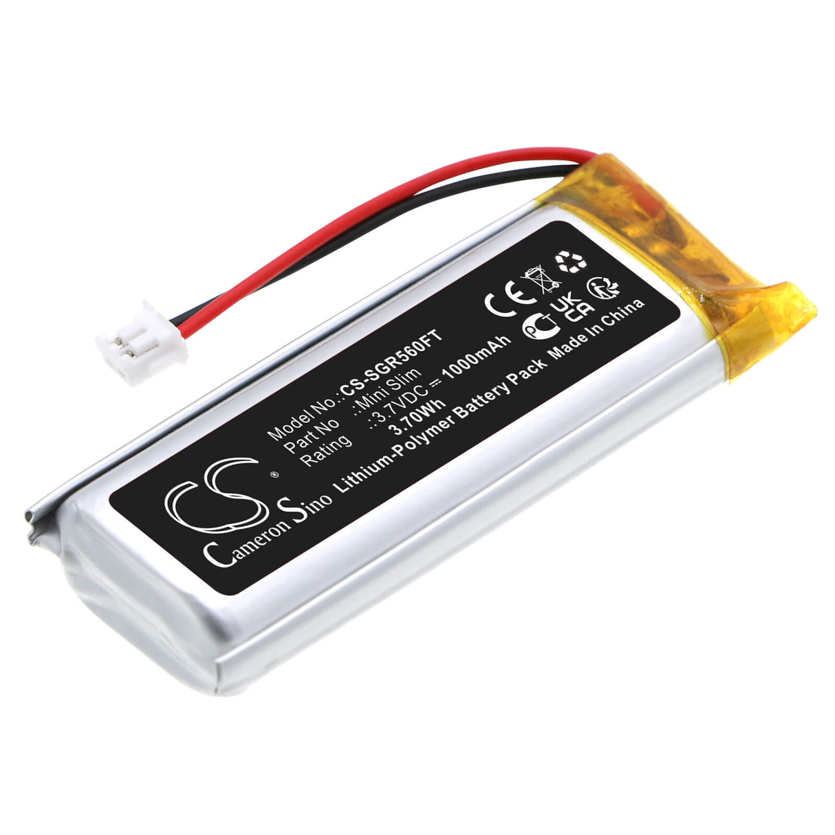 3,7V, Li-Polymer, 1000mAh, batterie de lampe de poche compatible avec Scangrip, 3.5387, 3.561, Mini Slim, 3.70Wh Lampe de poche Cameron Sino Technology Limited