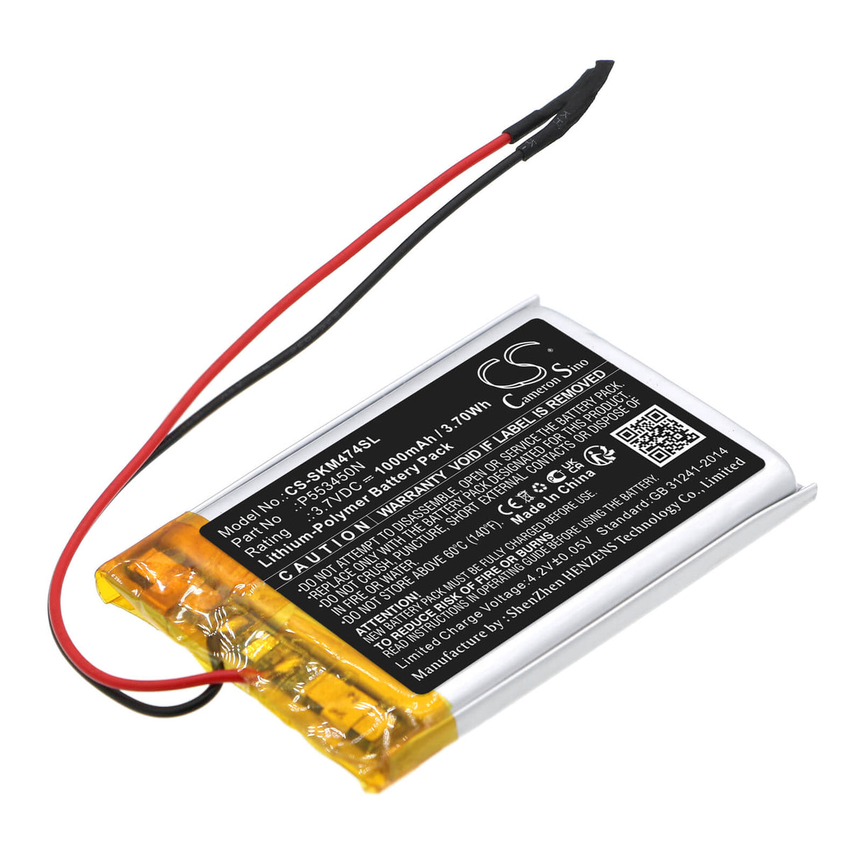 3,7V, Li-Polymer, 1000mAh, Batterie de haut-parleur compatible avec Skullcandy, S7shhw-474, Shrapnel Mini, 3,70Wh Haut-parleur Cameron Sino Technology Limited