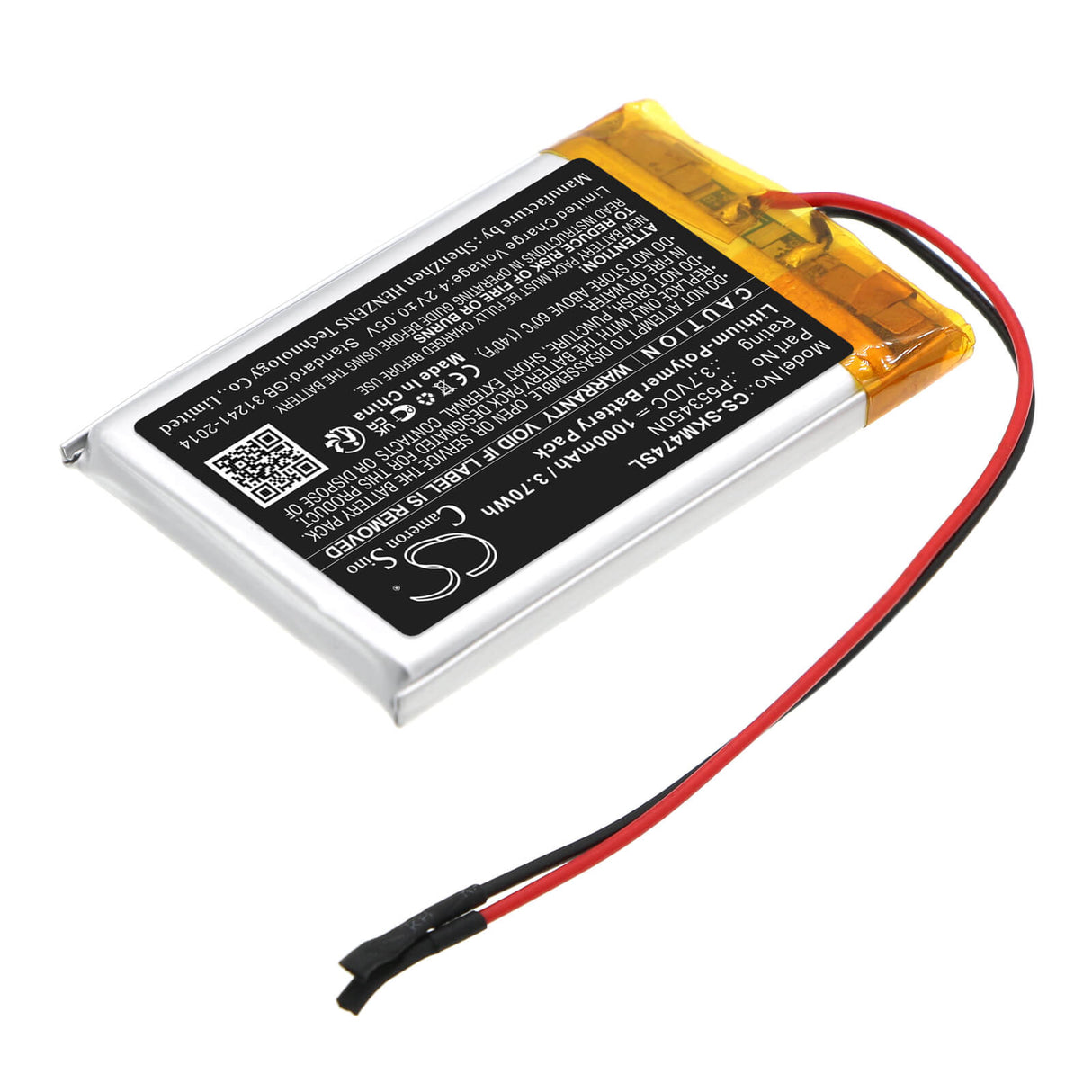 3,7V, Li-Polymer, 1000mAh, Batterie de haut-parleur compatible avec Skullcandy, S7shhw-474, Shrapnel Mini, 3,70Wh Haut-parleur Cameron Sino Technology Limited