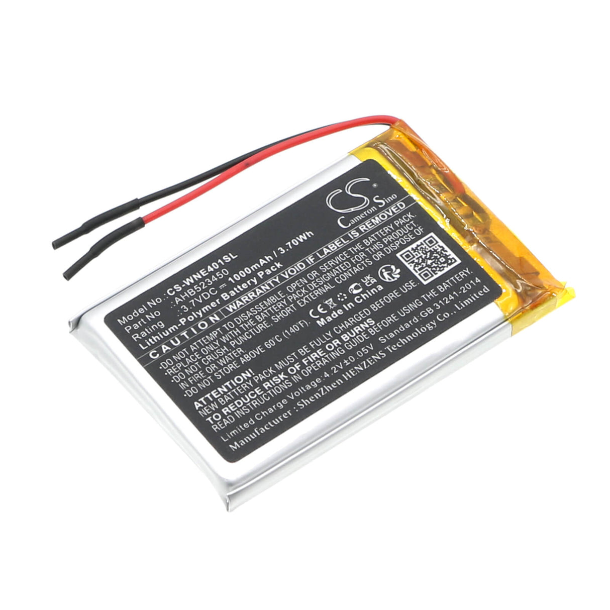3,7V, Li-Polymère, 1000mAh, batterie GPS compatible avec Weenect, Ahb523450, Silber We401, 3,7Wh GPS, Navigator Cameron Sino Technology Limited