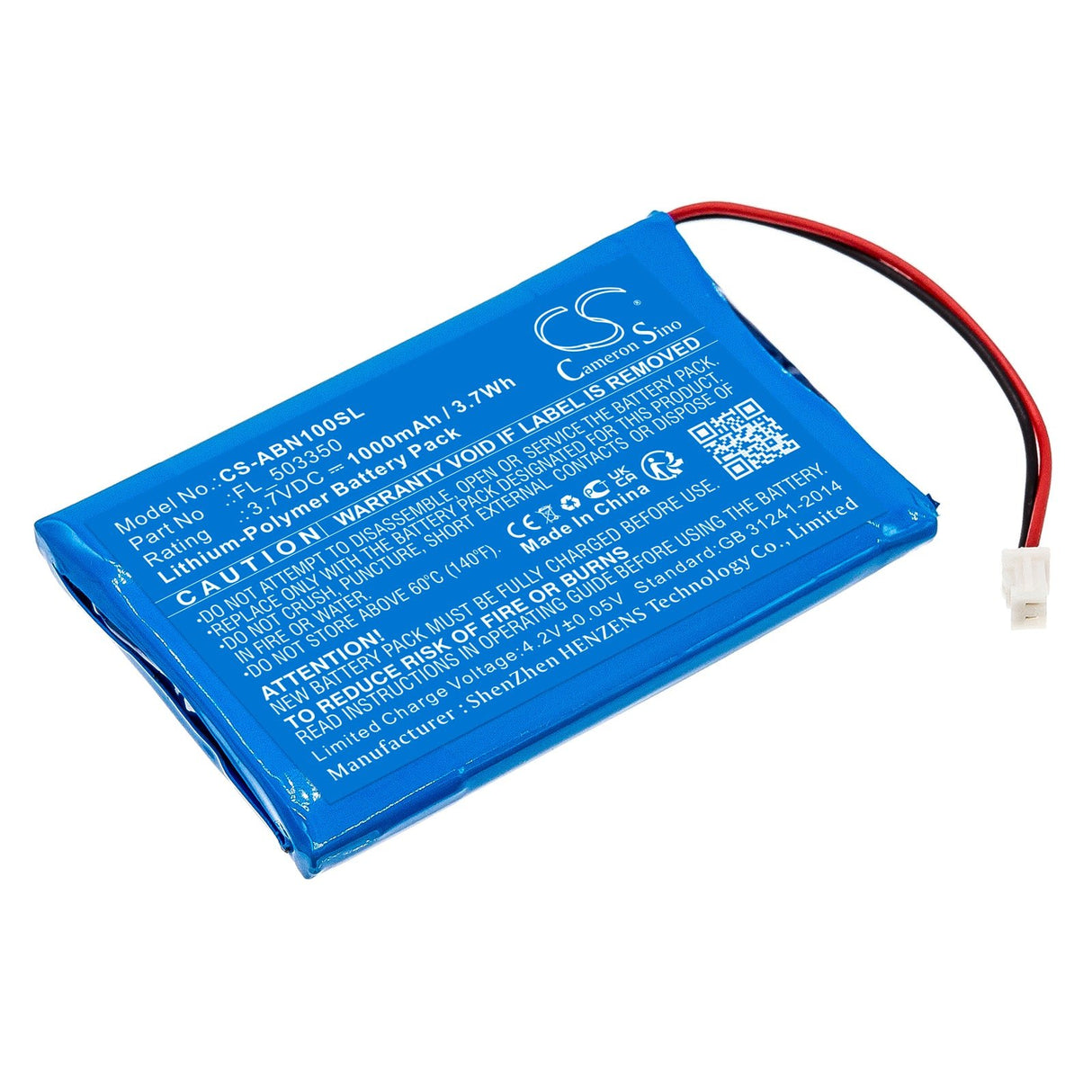 3,7V, Li-Polymer, 1000mAh, batterie de console de jeu compatible avec Anbernic, Fl_503350, Rg Nano, 3,7Wh Console de jeu Cameron Sino Technology Limited