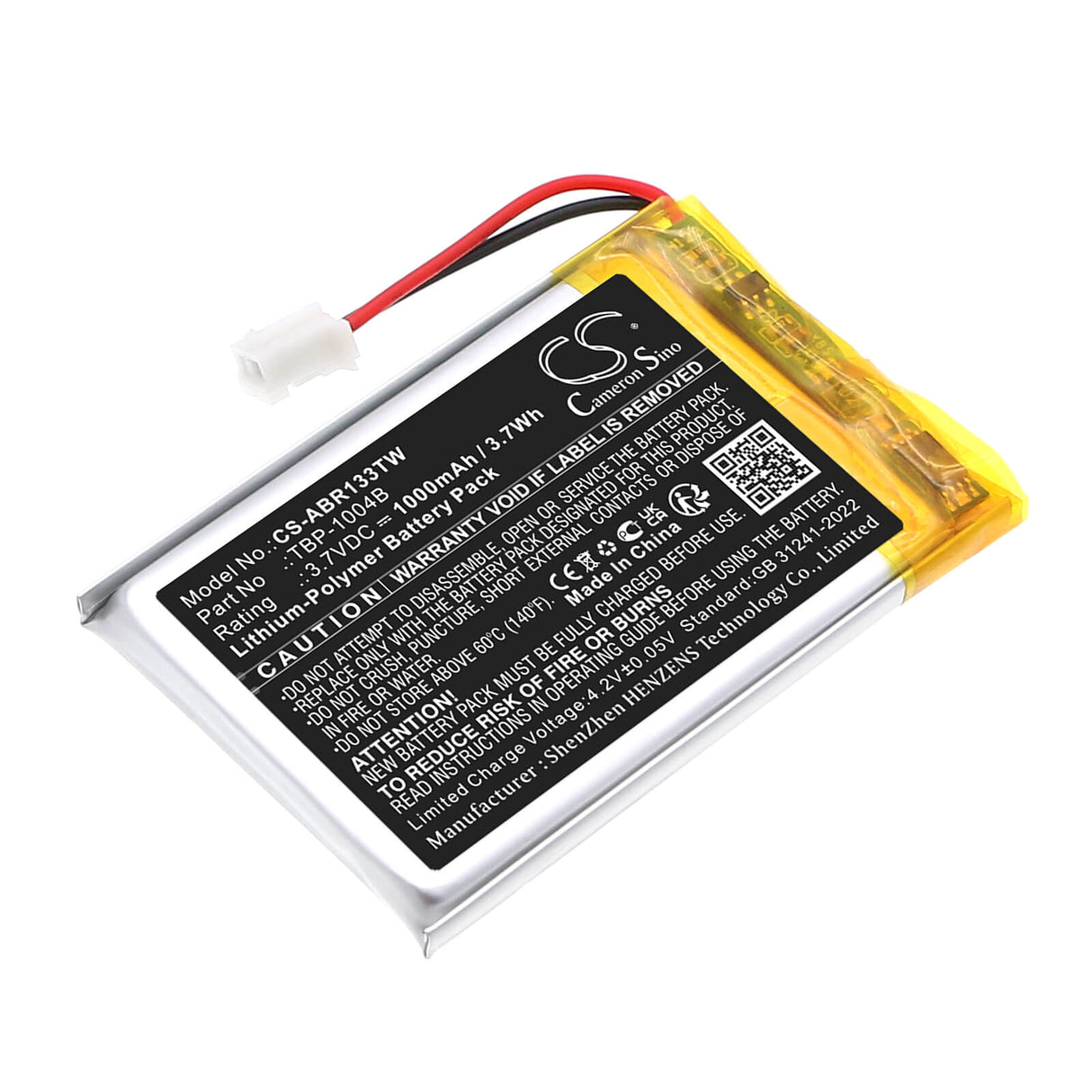 3.7V, Li-Polymer, 1000mAh, Two-Way Radio battery fits Albrecht, Bambini, Reer 50133 Care And Talk, 3.7Wh Two-Way Radio Cameron Sino Technology Limited