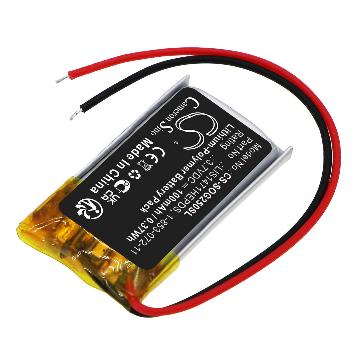 3.7v, Li-polymer, 100mah, 3D Glasses Battery Fits Sony, Tdg-250, Tdg-br250, 0.37wh 3D Glasses Cameron Sino Technology Limited
