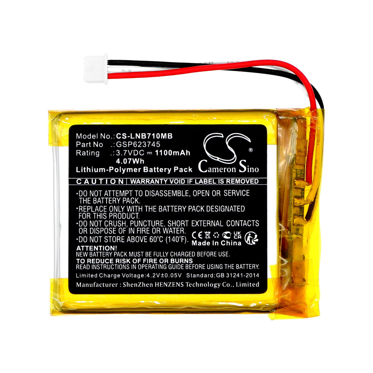 3.7v, Li-polymère, 1100mah, Batterie Babyphone Compatible avec Lionelo Babyline 7.1, 4.07wh BabyPhone Cameron Sino Technology Limited