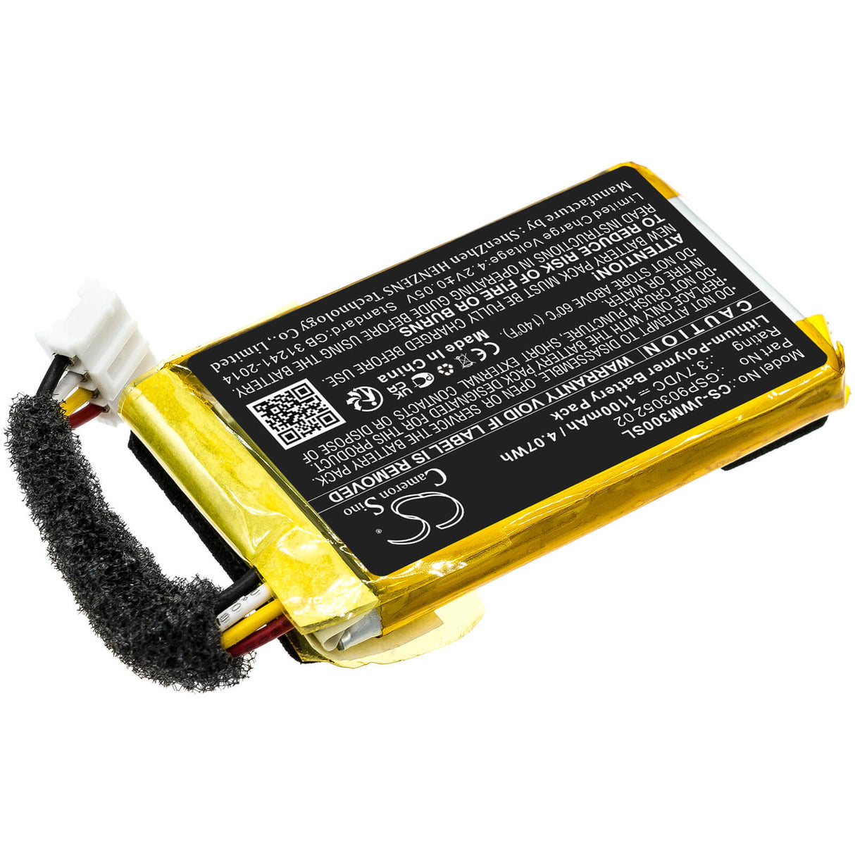 3,7V, Li-Polymère, 1100mAh, Batterie de haut-parleur compatible avec Jbl, Wind 3, Wind 3s, 4,07Wh Haut-parleur Cameron Sino Technology Limited