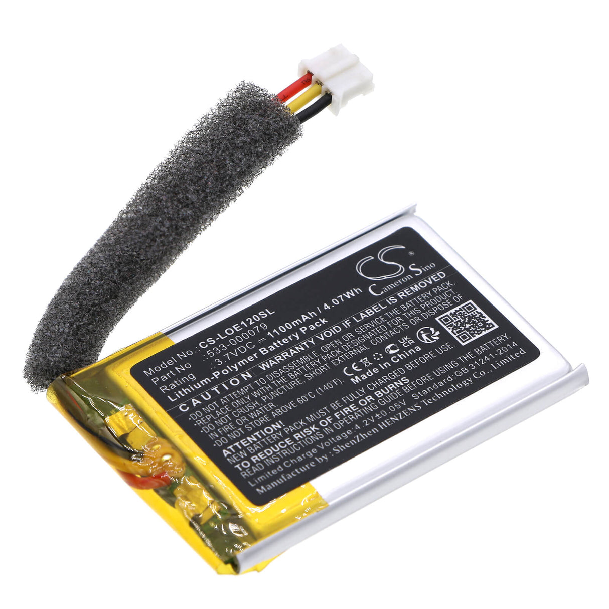3,7V, Li-Polymer, 1100mAh, Batterie de haut-parleur compatible avec Logitech, S-00120, Ue Mobile Boombox, 4,07Wh Haut-parleur Cameron Sino Technology Limited