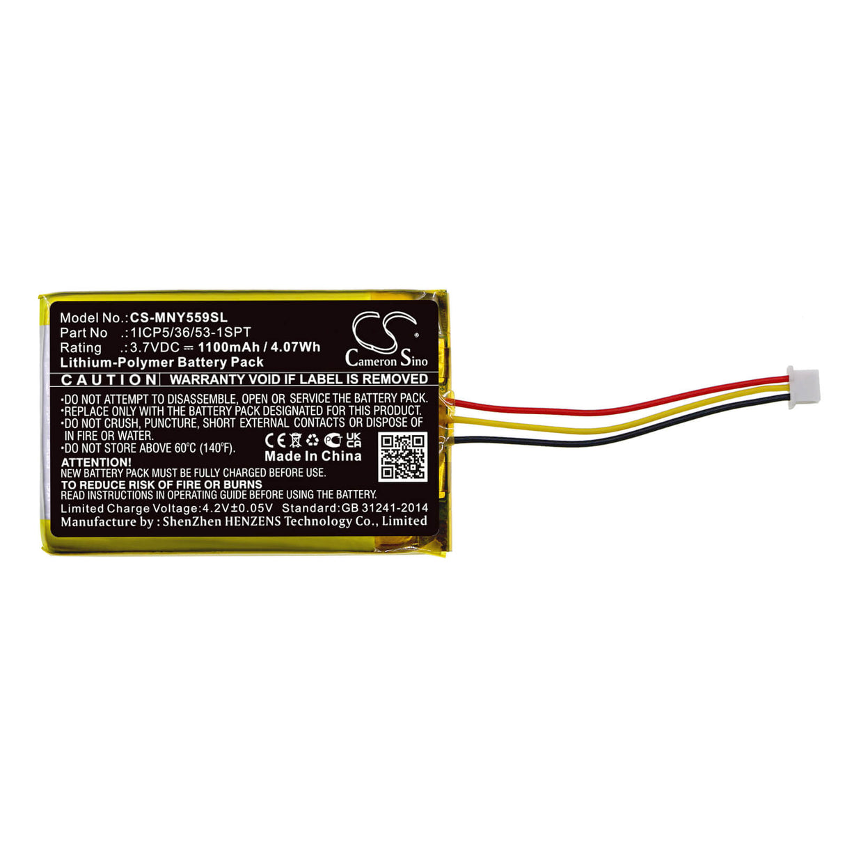 3,7v, Li-polymère, 1100mah, Batterie Babyphone Compatible avec Moonybaby, Mb55931, Mb55931-2t, 4.07wh BabyPhone Cameron Sino Technology Limited