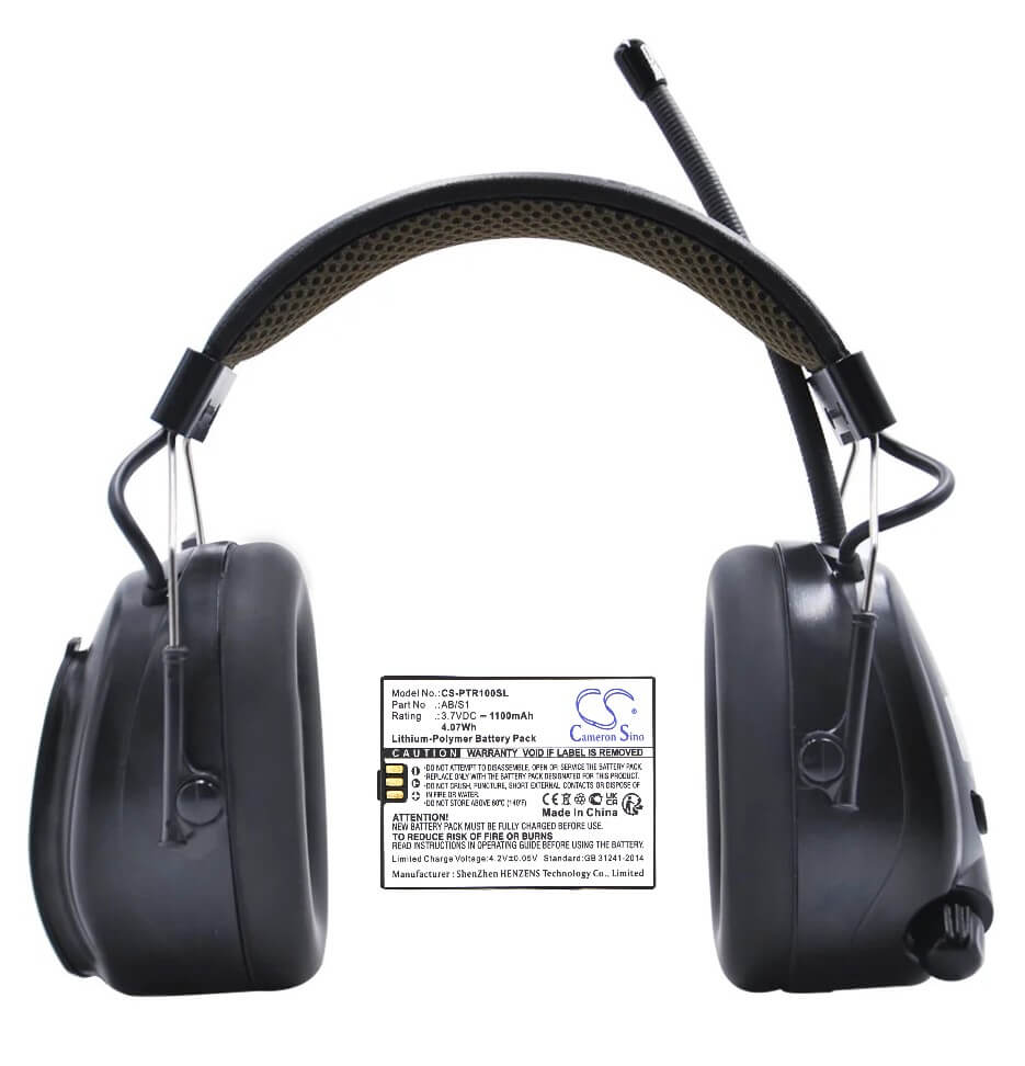 3,7V, Li-Polymère, 1100mAh, Batterie de casque compatible avec Protear, Casque Bluetooth Earmuff, Protecteurs d'oreilles, Casque sans fil 4,07Wh Cameron Sino Technology Limited