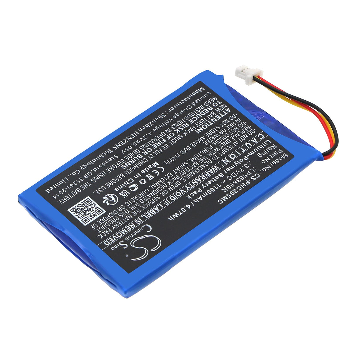 3,7V, Li-Polymère, 1100mAh, Batterie d'appareil photo compatible avec Philips, Lp563856r, Hd Cam 295, 4,07Wh Caméra Cameron Sino Technology Limited (Caméra)