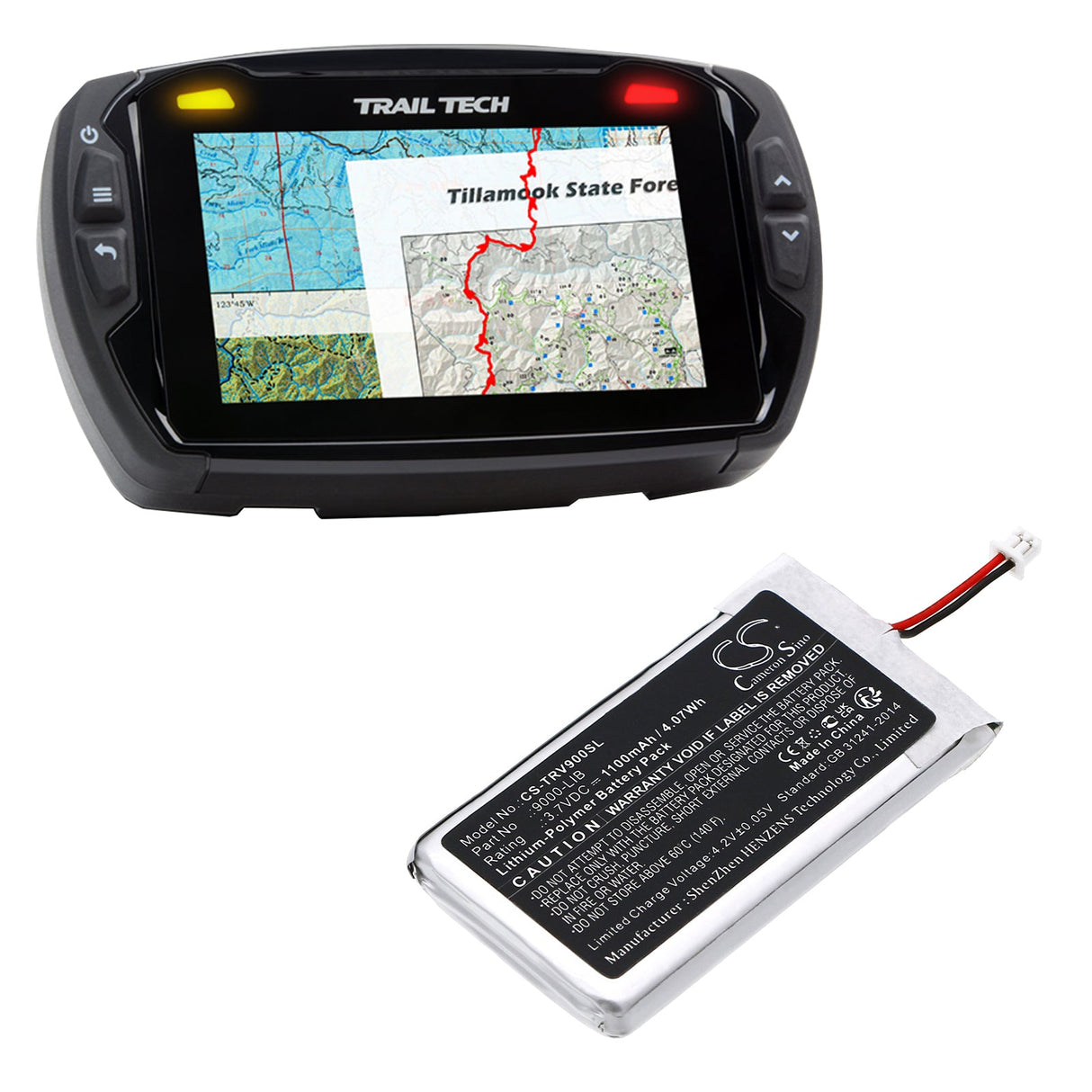 3,7V, Li-Polymère, 1100mAh, batterie GPS compatible avec Trail Tech, 9000-b800, Voyager, 4,07Wh GPS, Navigator Cameron Sino Technology Limited