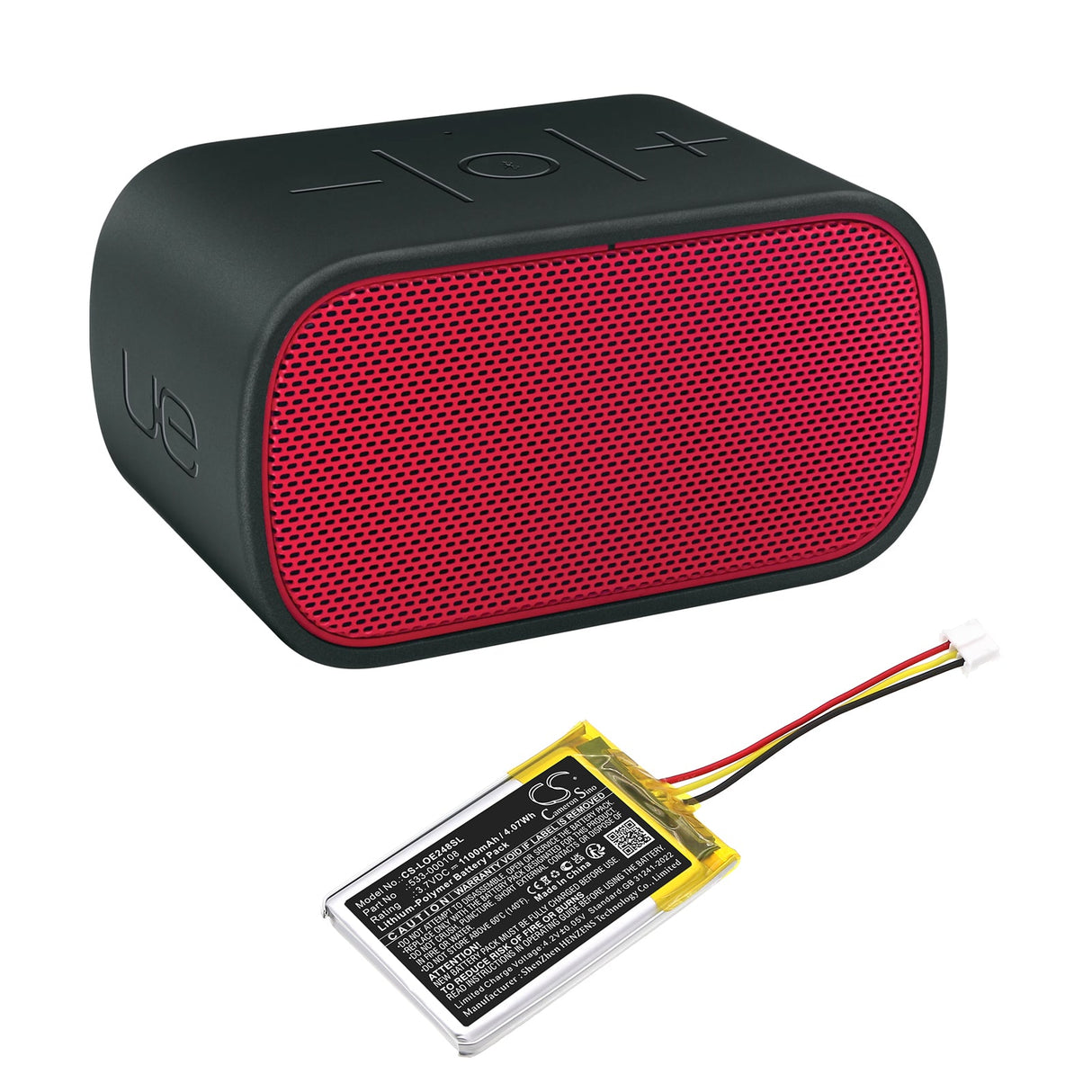 3,7V, Li-Polymer, 1100mAh, Batterie d'enceinte compatible avec Logitech, 533-000108, 880-000248, 886-000015, 4,07Wh Enceinte Cameron Sino Technology Limited