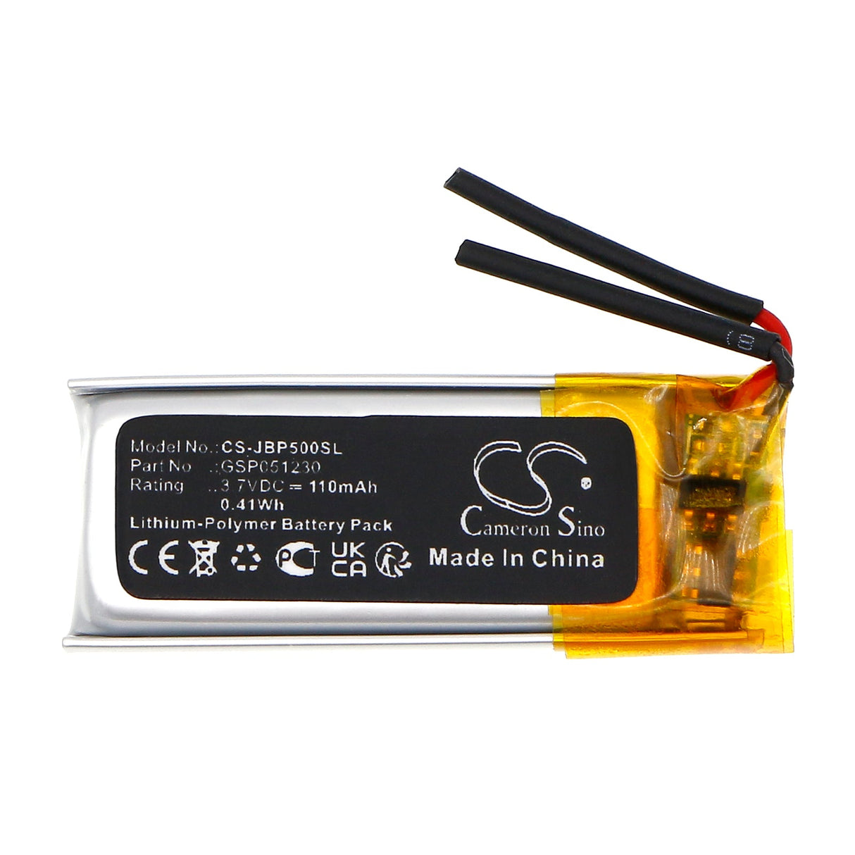 3.7V, Li-Polymer, 110mAh, Wireless Headset battery fits Jbl, Inspire 500, 0.41Wh Wireless Headset Cameron Sino Technology Limited