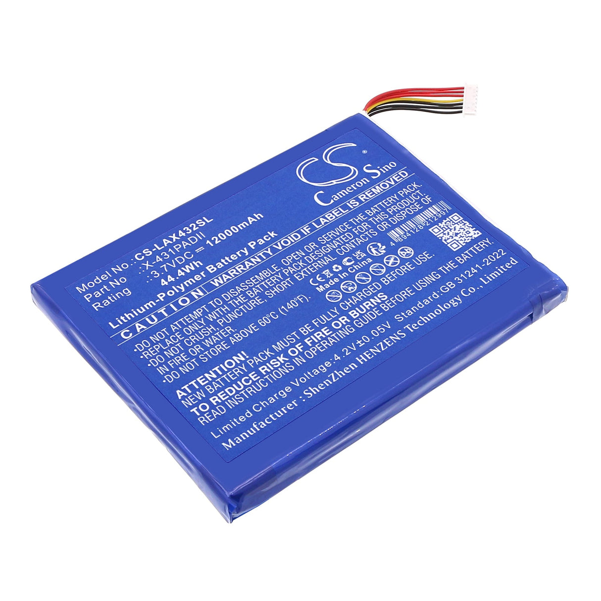 3.7V, Li-Polymer, 12000mAh, batterie de scanner de diagnostic compatible avec Launch, scanner de diagnostic X431 Pad 2, scanner de diagnostic X431 Pad Ii, 44.4Wh scanner de diagnostic Cameron Sino Technology Limited