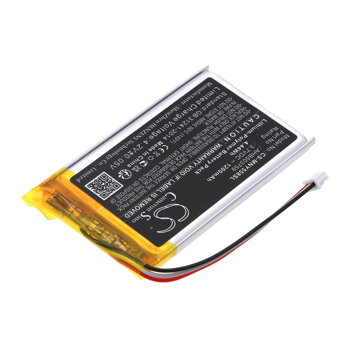 3.7V, Li-Polymer, 1200mAh Babyphone Battery Fits Moonybaby, Mb55810, Mb55810-2t, 4.44Wh BabyPhone Cameron Sino Technology Limited