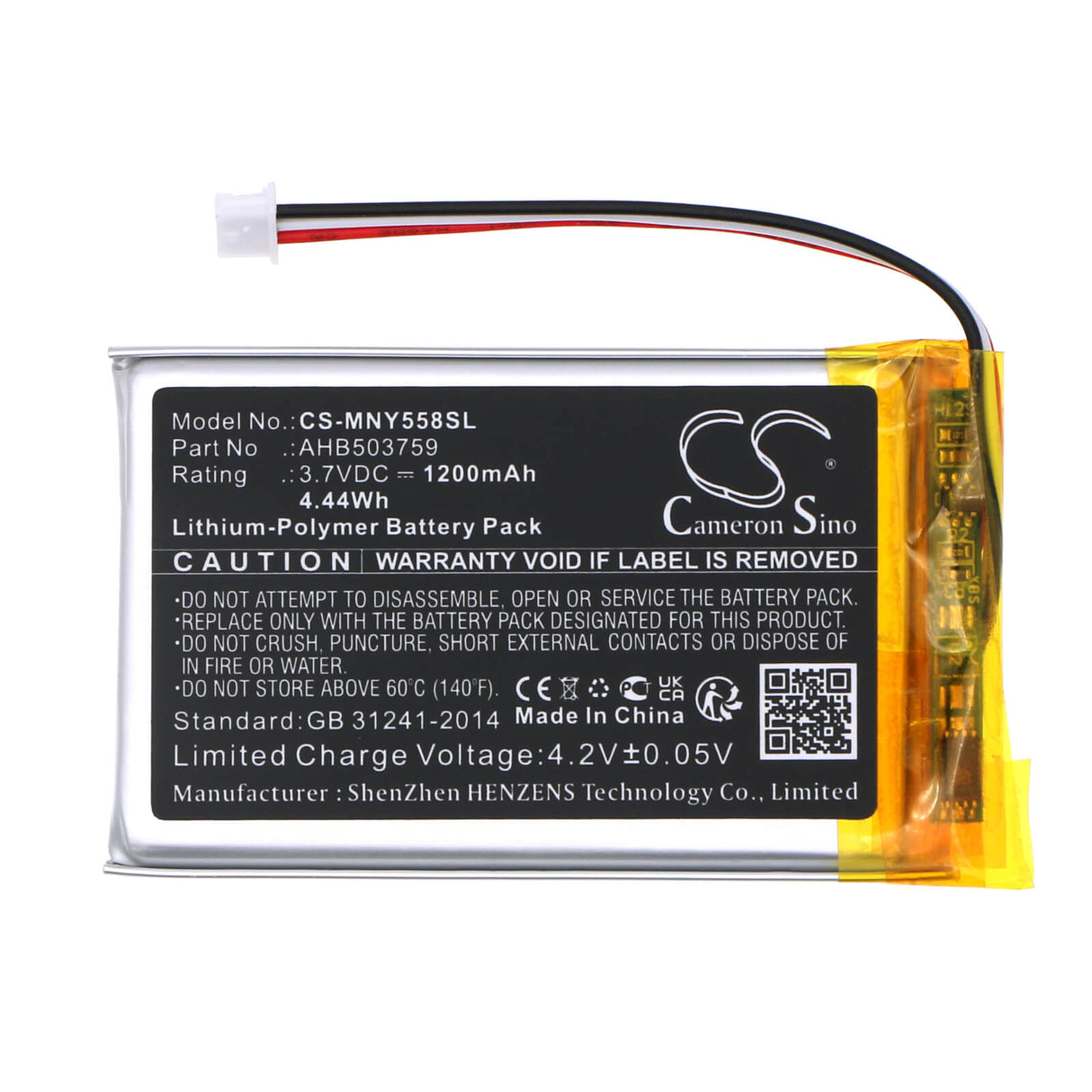 3.7V, Li-Polymer, 1200mAh Babyphone Battery Fits Moonybaby, Mb55810, Mb55810-2t, 4.44Wh BabyPhone Cameron Sino Technology Limited