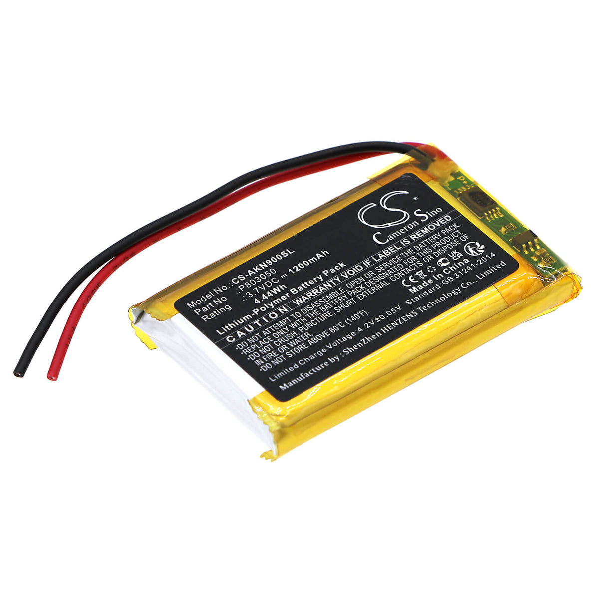 3.7V, Li-Polymer, 1200mAh, Headset battery fits Akg, P803050, N90q, 4.44Wh Wireless Headset Cameron Sino Technology Limited