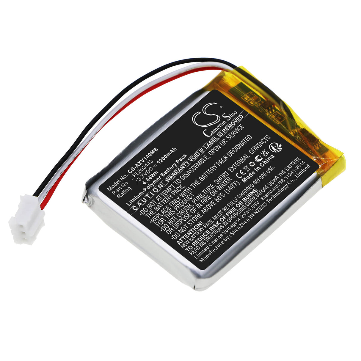 3.7v, Li-polymer, 1200mah, Babyphone Battery Fits Axvue, Video Monitor 140, 4.44wh BabyPhone Cameron Sino Technology Limited
