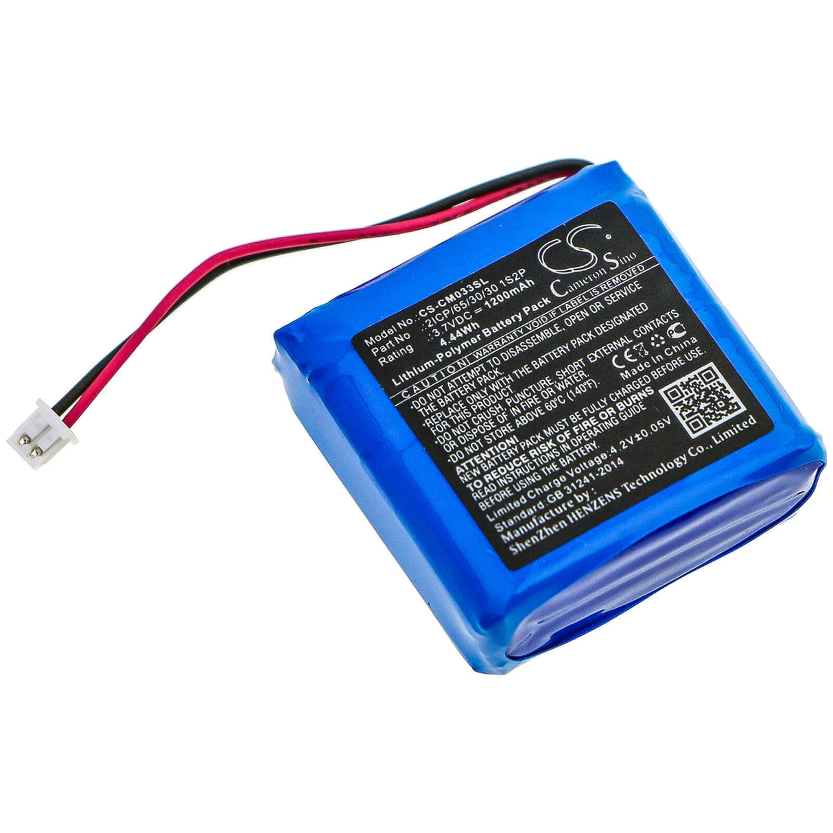 3,7V, Li-Polymère, 1200mAh, Pack de Batterie adapté aux Packs de Batteries Personnalisés, 2icp/65/30/30 1s2p, 4,44Wh Pack de Batterie Cameron Sino Technology Limited