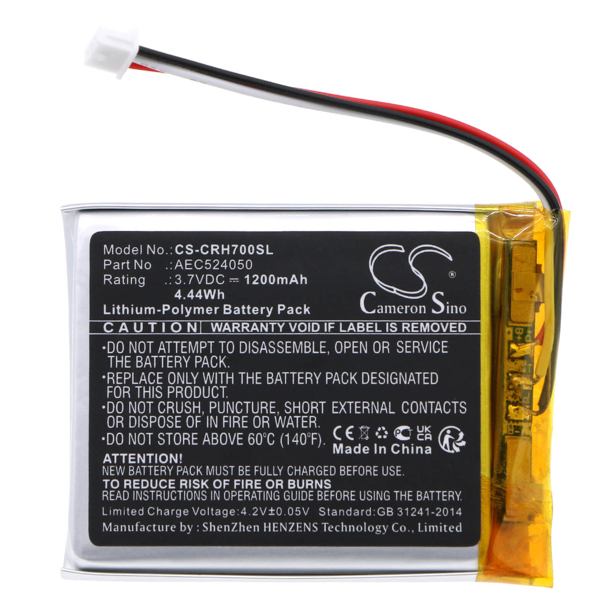 3.7V, Li-Polymer, 1200mAh, Headset battery fits Corsair, Virtuoso, Aec524050, Hs70 Se Void Pro Rgb, Hs70se, 4.44Wh Wireless Headset Cameron Sino Technology Limited
