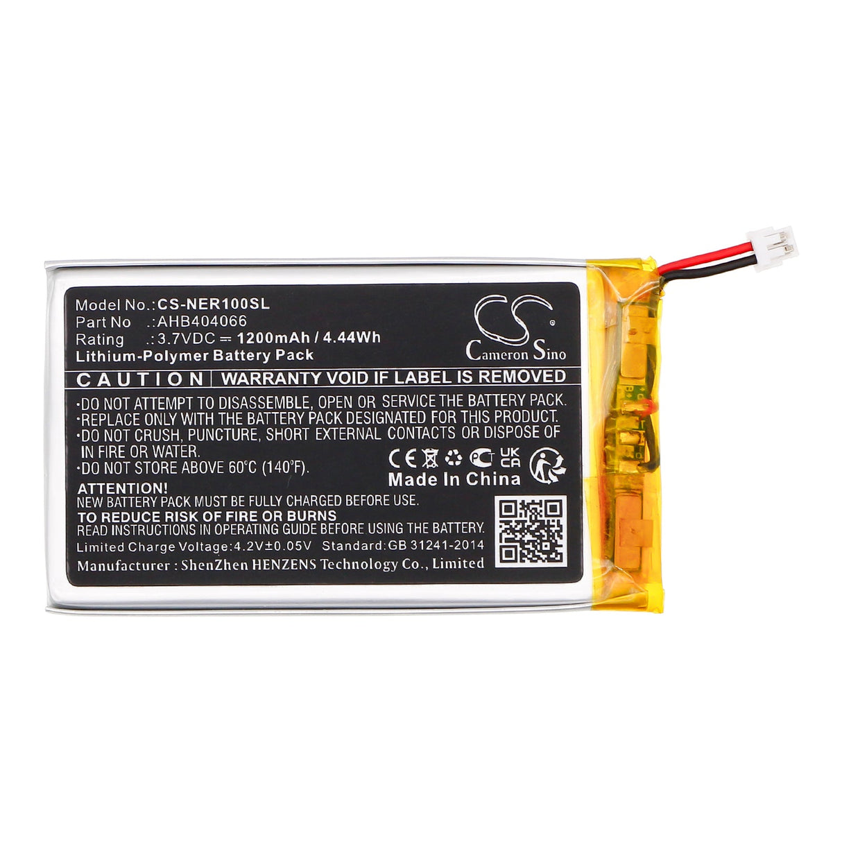 3.7V, Li-Polymer, 1200mAh, Remote Control battery fits Neeo, Control 4, Ne-rmt, 4.44Wh Remote Control Cameron Sino Technology Limited