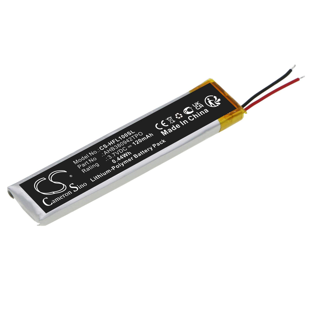 3.7v, Li-polymer, 120mah, Headset Battery Fits Huawei Freelace, 0.44wh Wireless Headset Cameron Sino Technology Limited
