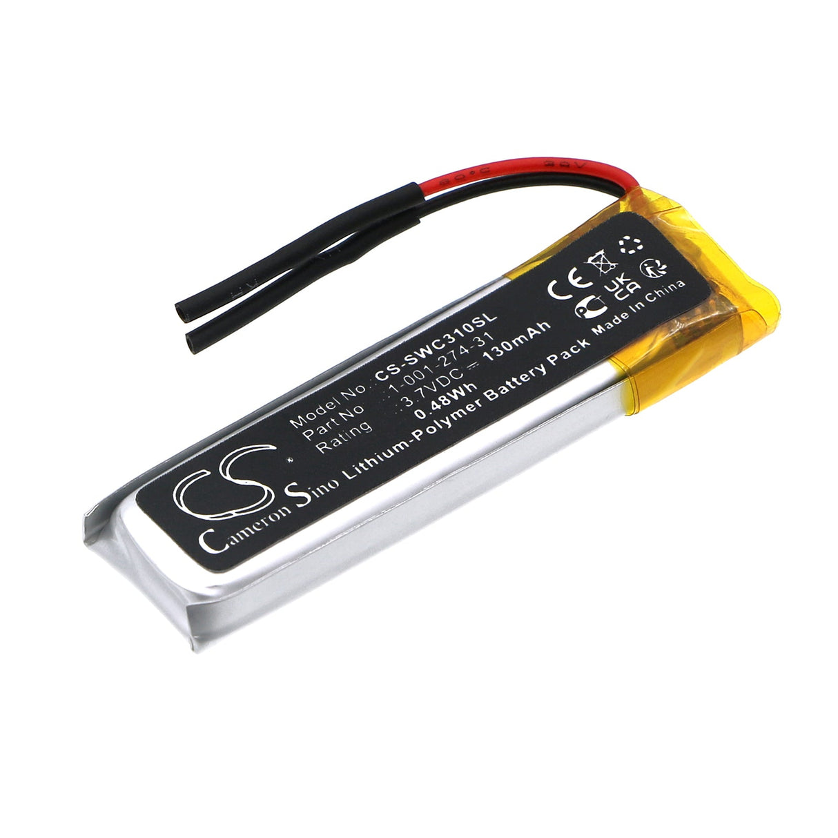 3.7V, Li-Polymer, 130mAh, Wireless Headset battery fits Sony, Wi-c200, Wi-c300, 0.48Wh Wireless Headset Cameron Sino Technology Limited