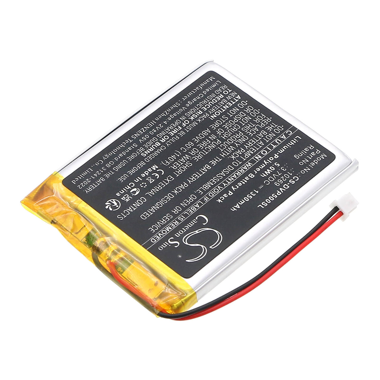 3,7V, Li-Polymer, 1350mAh, batterie numérique DAB adaptée aux appareils Dual, 10269, Dab Pocket Radio 5, 5,0Wh DAB Digital Cameron Sino Technology Limited