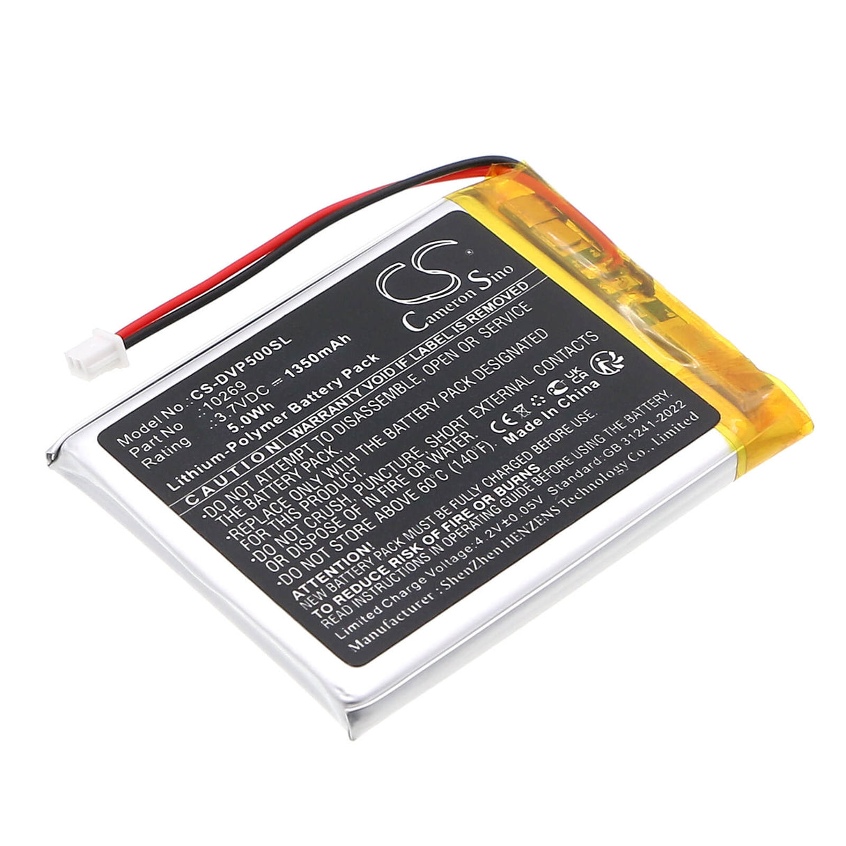 3,7V, Li-Polymer, 1350mAh, batterie numérique DAB adaptée aux appareils Dual, 10269, Dab Pocket Radio 5, 5,0Wh DAB Digital Cameron Sino Technology Limited