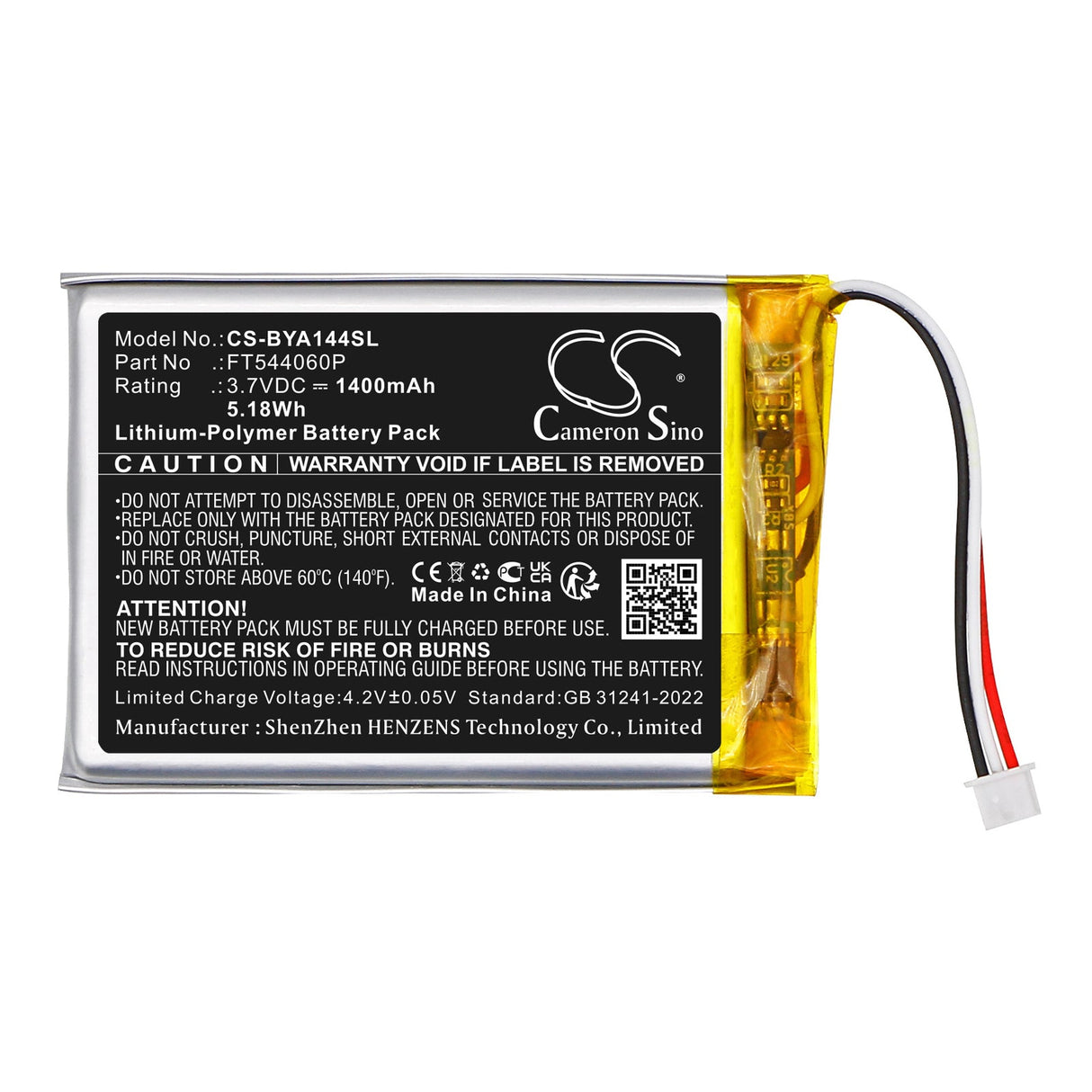 3.7V, Li-Polymer, 1400mAh, batterie BabyPhone compatible avec Babymoov, A014416, A014417, 5.18Wh BabyPhone Cameron Sino Technology Limited