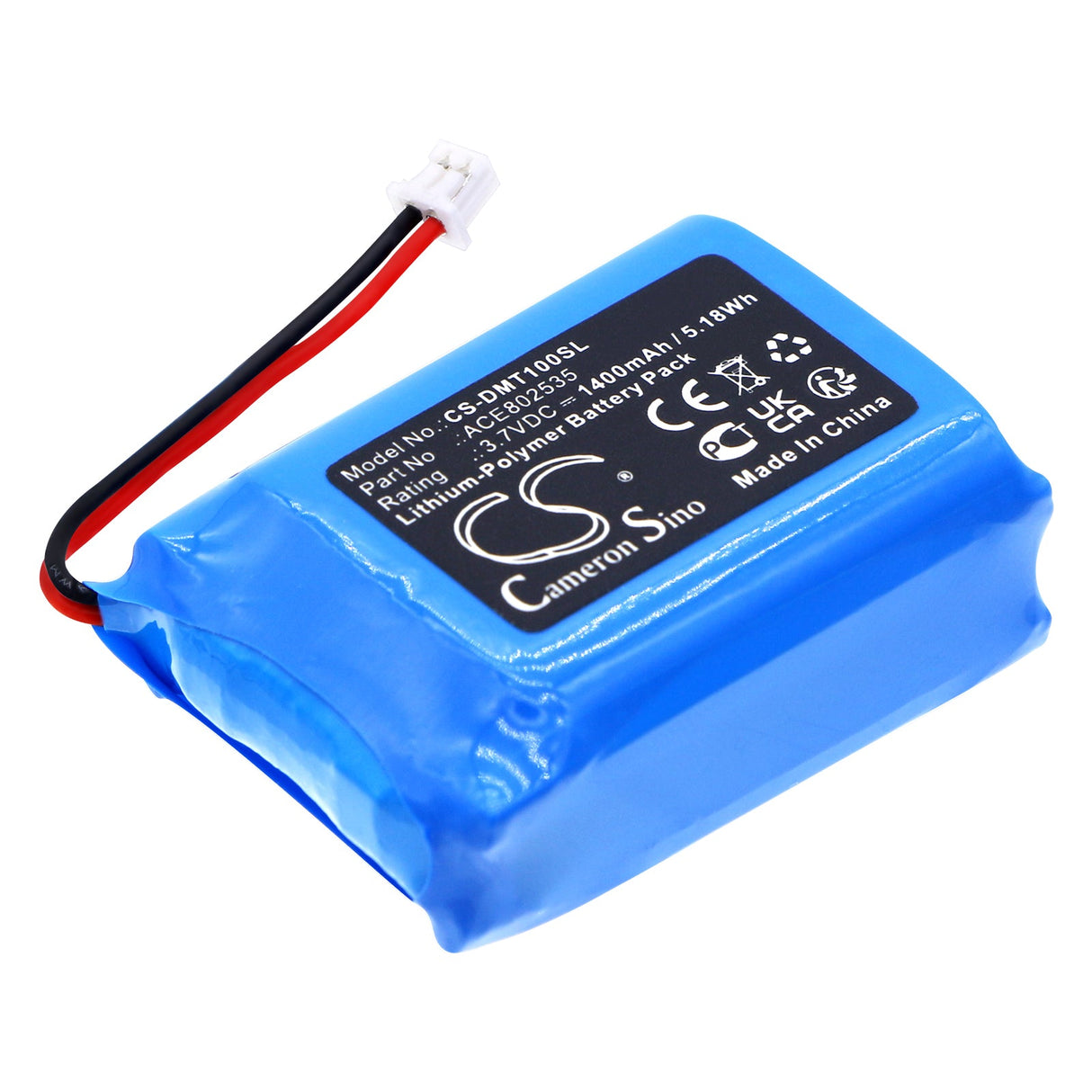 3,7V, Li-Polymère, 1400mAh, Batterie de haut-parleur compatible avec Divoom, Macchiato, 5,18Wh Haut-parleur Cameron Sino Technology Limited