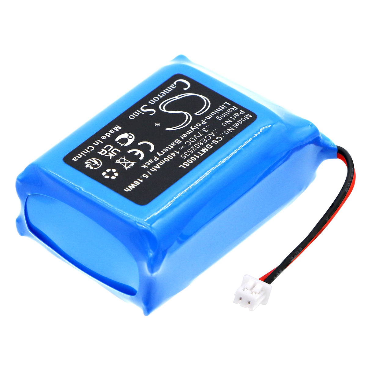 3,7V, Li-Polymère, 1400mAh, Batterie de haut-parleur compatible avec Divoom, Macchiato, 5,18Wh Haut-parleur Cameron Sino Technology Limited