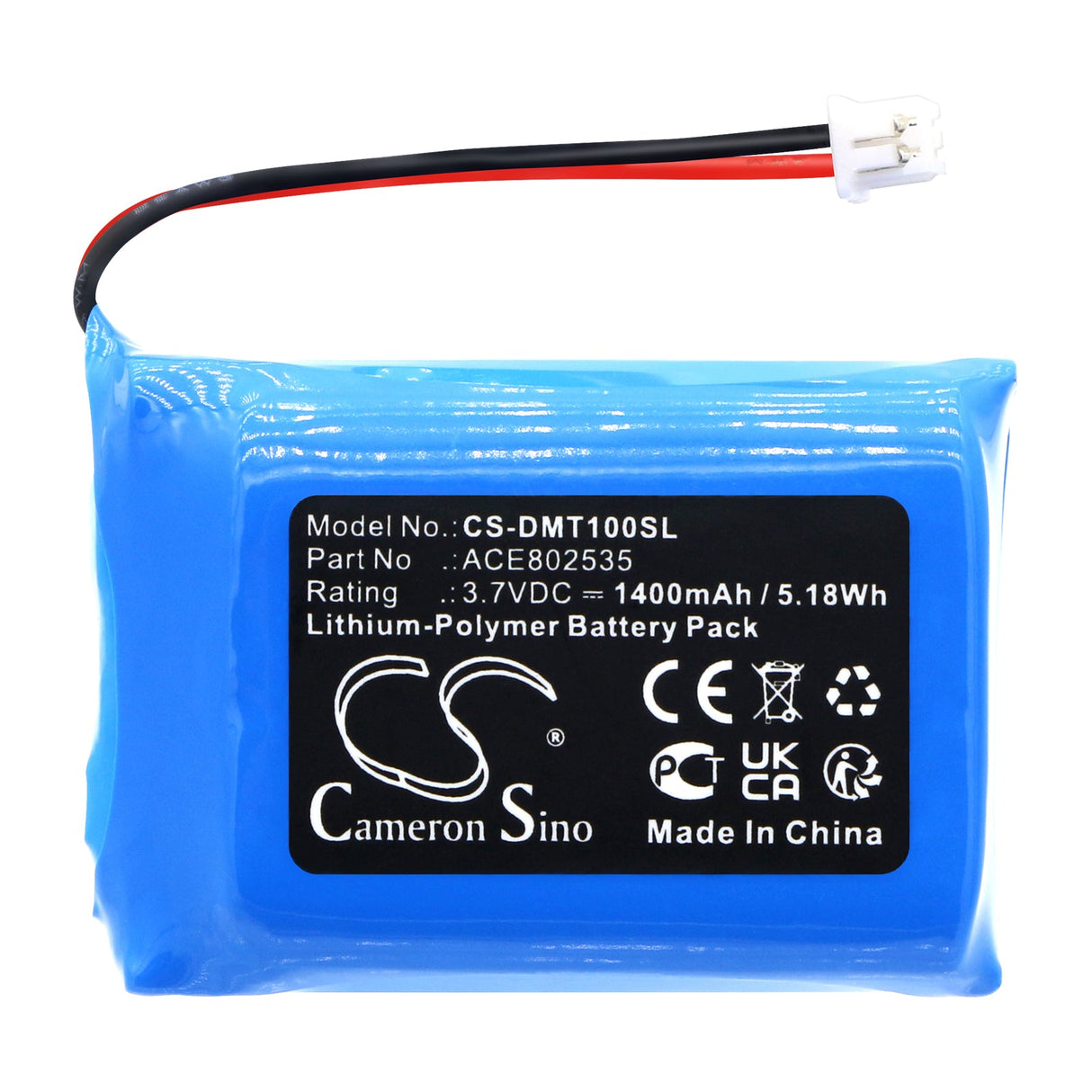 3,7V, Li-Polymère, 1400mAh, Batterie de haut-parleur compatible avec Divoom, Macchiato, 5,18Wh Haut-parleur Cameron Sino Technology Limited