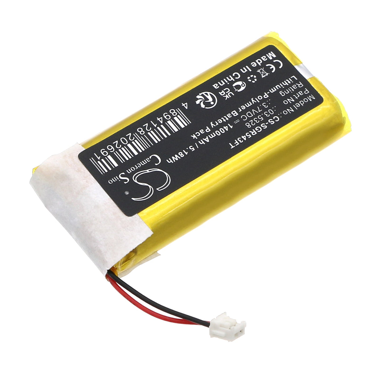 3,7V, Li-Polymer, 1400mAh, batterie de lampe de poche compatible avec Scangrip, 3.5328, 3.5026, 3.5412, 5.18Wh Lampe de poche Cameron Sino Technology Limited