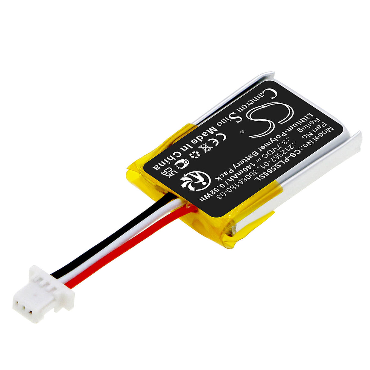 3.7V, Li-Polymer, 140mAh, Headset battery fits Plantronics, 212367-01, C565, Cs540, 0.52Wh Wireless Headset Cameron Sino Technology Limited