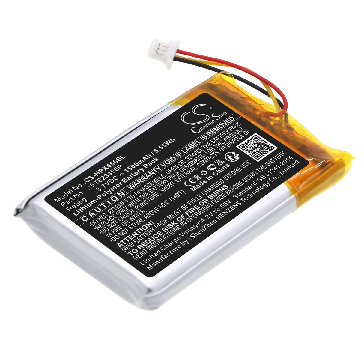 3.7V, Li-Polymer, 1500mAh, Headset battery fits Lucidsound, Hyperx, Steelseries, Asus, Ft823456p, Aw988, 5.55Wh Wireless Headset Cameron Sino Technology Limited