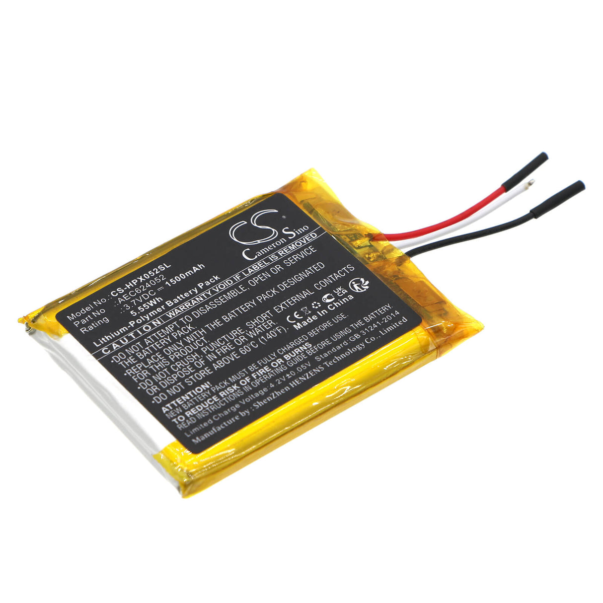 3.7V, Li-Polymer, 1500mAh, Headset battery fits Hyperx, Aec624052, Cloud Alpha, 5.55Wh Wireless Headset Cameron Sino Technology Limited