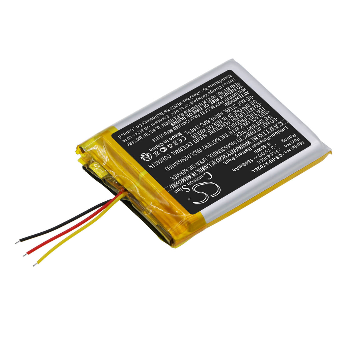 3.7V, Li-Polymer, 1500mAh, Headset battery fits Hyperx, Pl644050, Cloud Alpha, Cloud Flight, 5.55Wh Wireless Headset Cameron Sino Technology Limited