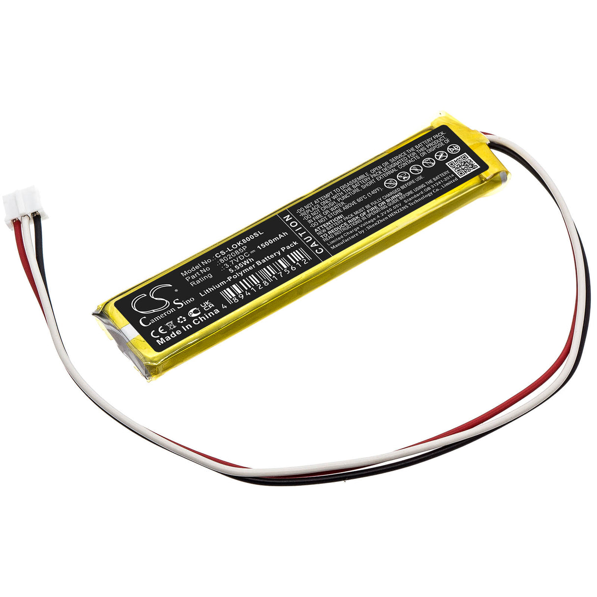 3.7V, Li-Polymer, 1500mAh, Keyboard,Mouse battery fits Logitech, 802085p, K800, 5.55Wh Keyboard,Mouse Cameron Sino Technology Limited