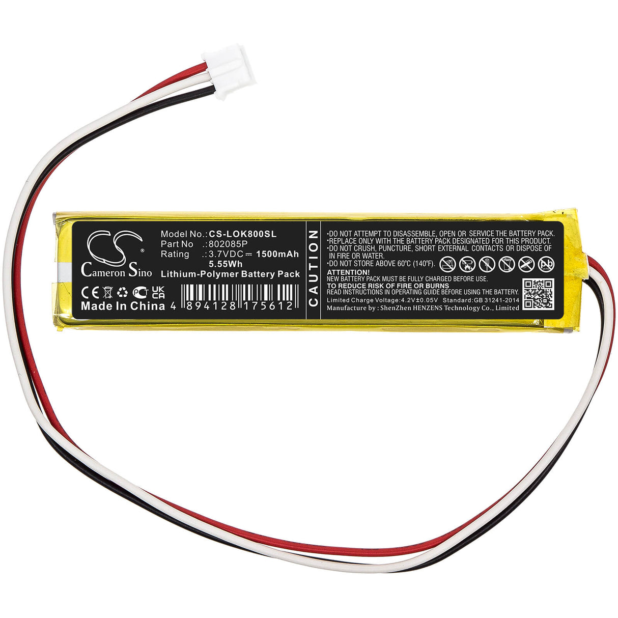 3.7V, Li-Polymer, 1500mAh, Keyboard,Mouse battery fits Logitech, 802085p, K800, 5.55Wh Keyboard,Mouse Cameron Sino Technology Limited