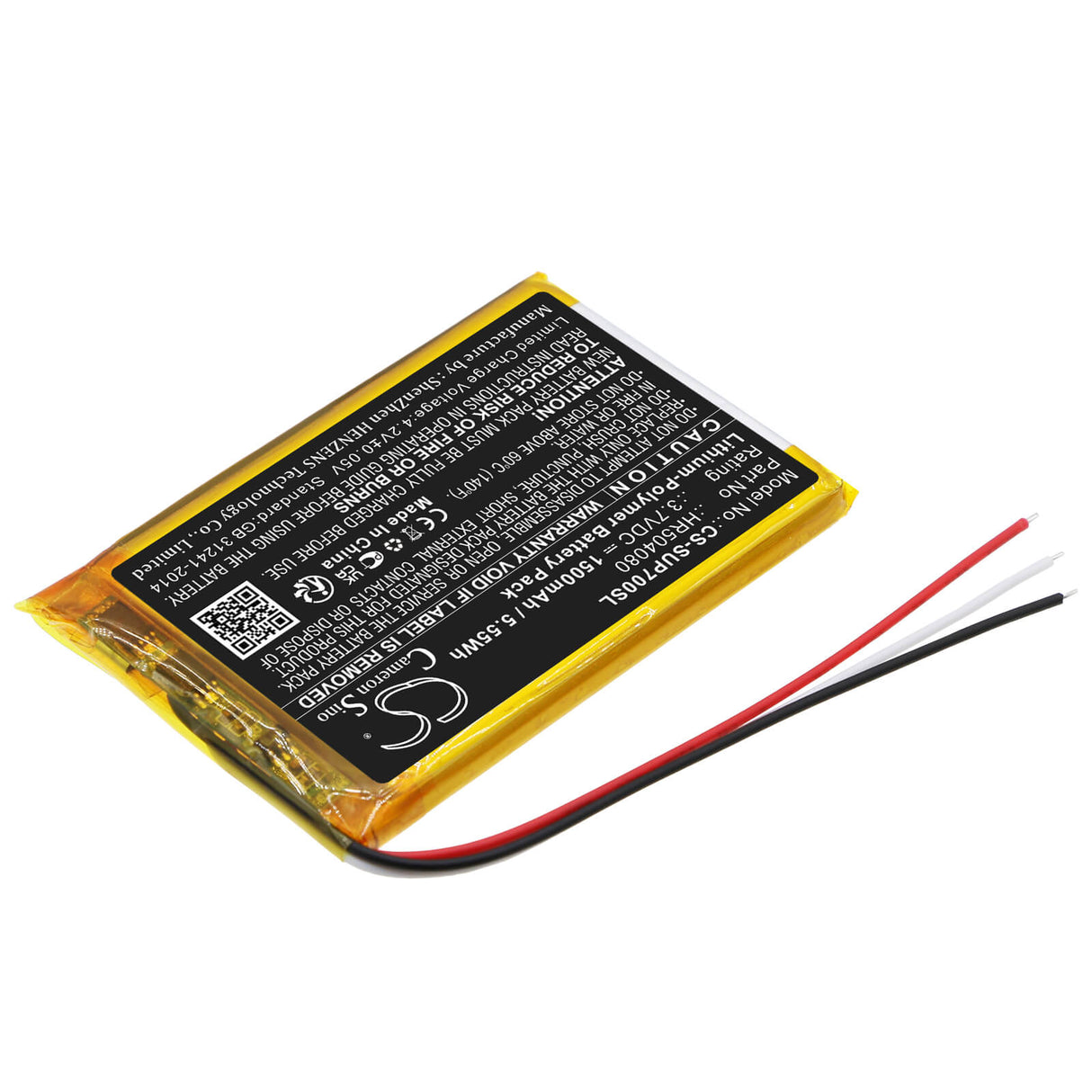 3.7V, Li-Polymer, 1500mAh, batterie GPS compatible avec Serioux, Navitel, Hr504080, Ms700, 5.55Wh GPS, Navigator Cameron Sino Technology Limited