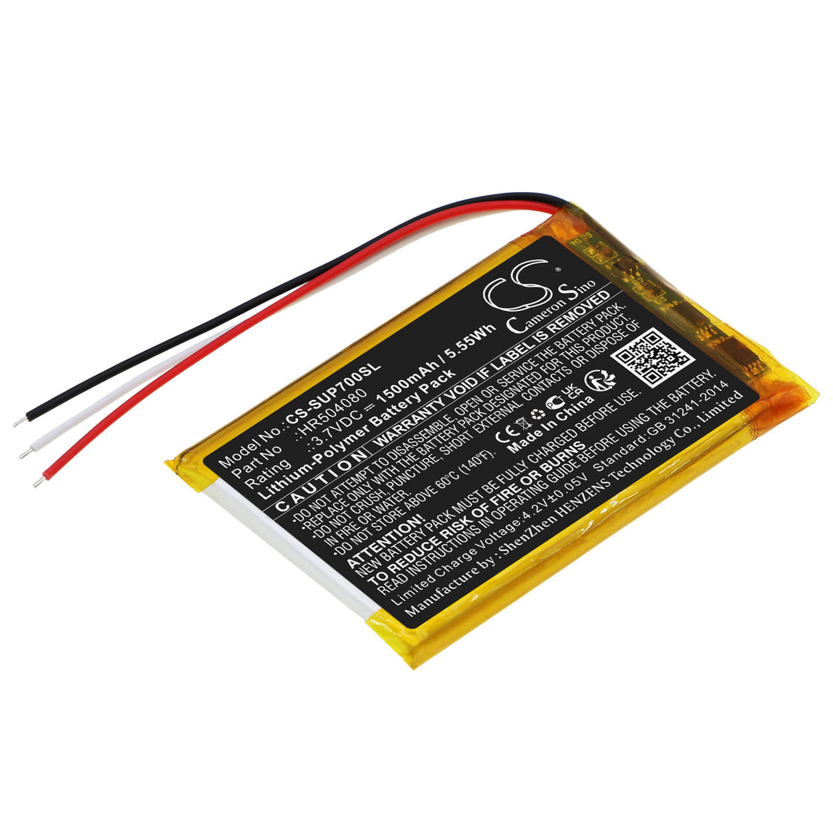 3.7V, Li-Polymer, 1500mAh, batterie GPS compatible avec Serioux, Navitel, Hr504080, Ms700, 5.55Wh GPS, Navigator Cameron Sino Technology Limited