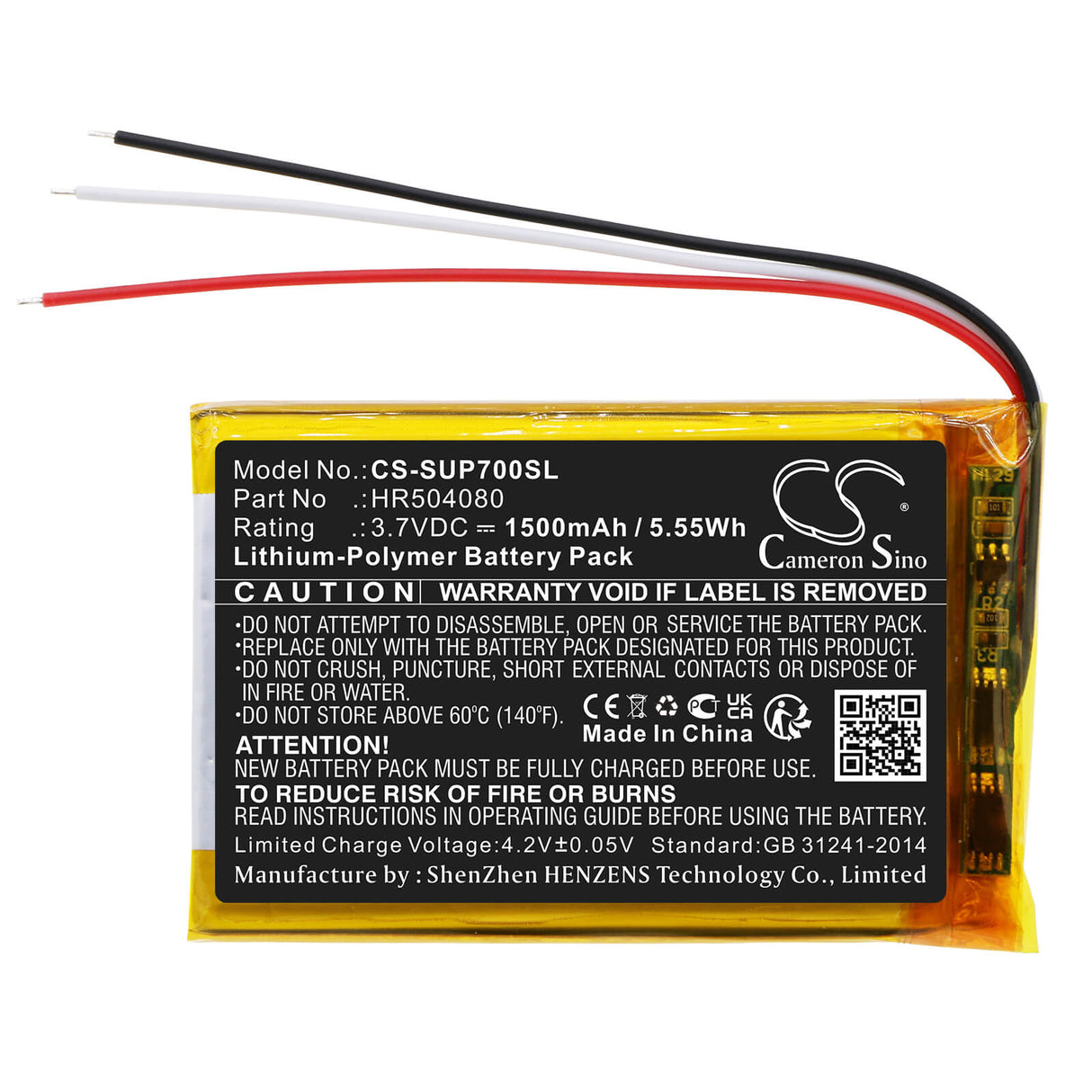 3.7V, Li-Polymer, 1500mAh, batterie GPS compatible avec Serioux, Navitel, Hr504080, Ms700, 5.55Wh GPS, Navigator Cameron Sino Technology Limited