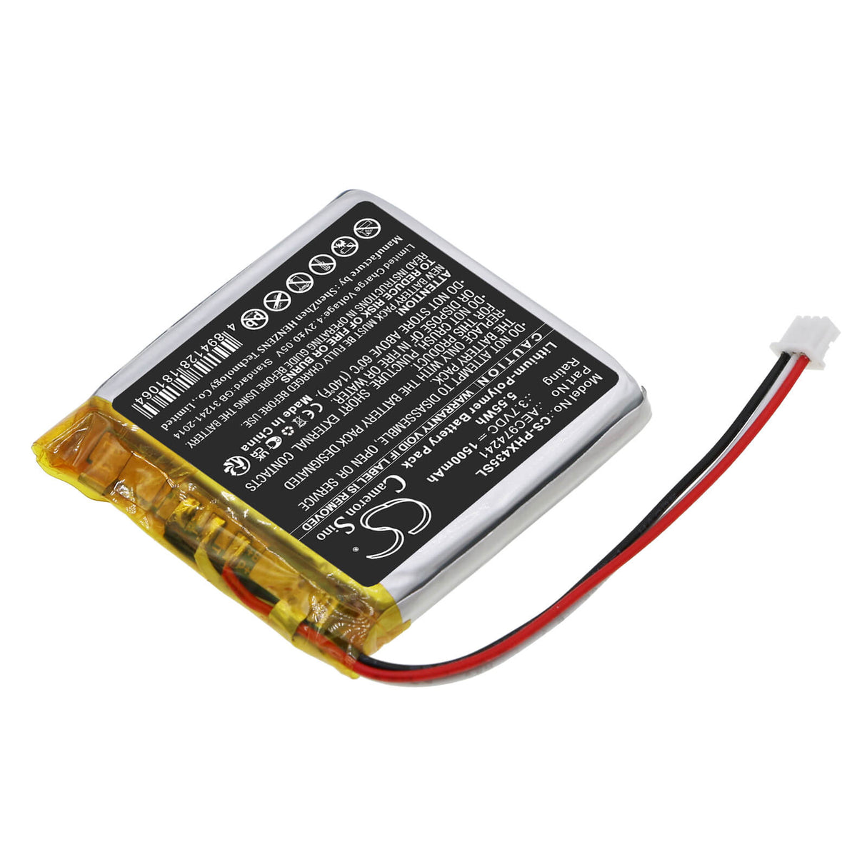 3.7V, Li-Polymer, 1500mAh, Batterie de projecteur compatible avec Philips, Aec974241, Ppx4350, 5.55Wh Projecteur Cameron Sino Technology Limited