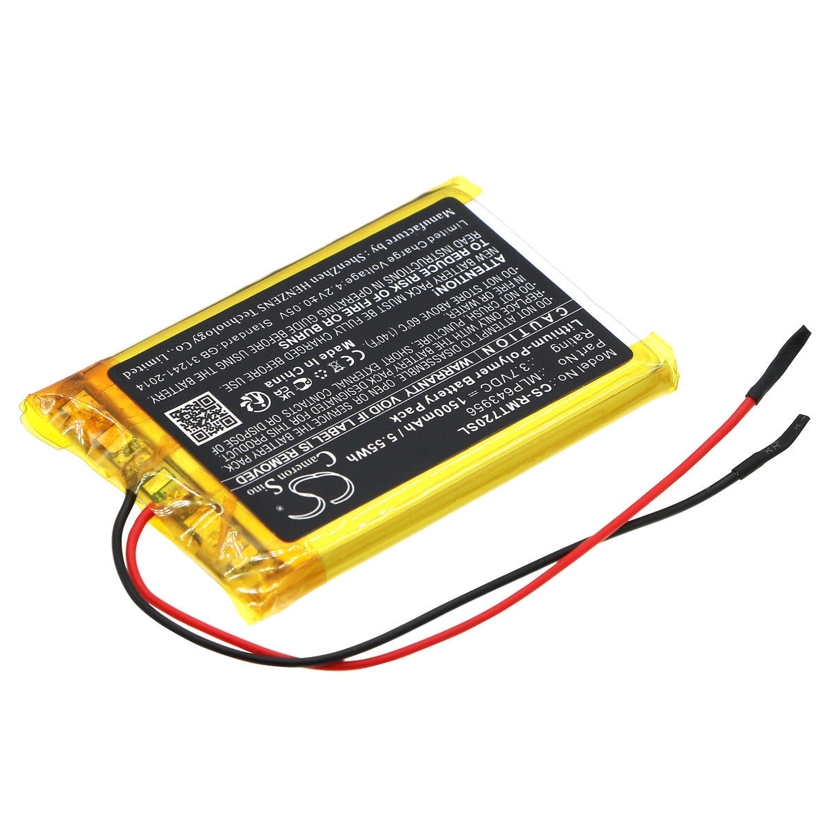 3.7V, Li-Polymer, 1500mAh, batterie GPS compatible avec Rand Mcnally, Mlp643956, Tnd-720, 5.55Wh GPS, Navigator Cameron Sino Technology Limited
